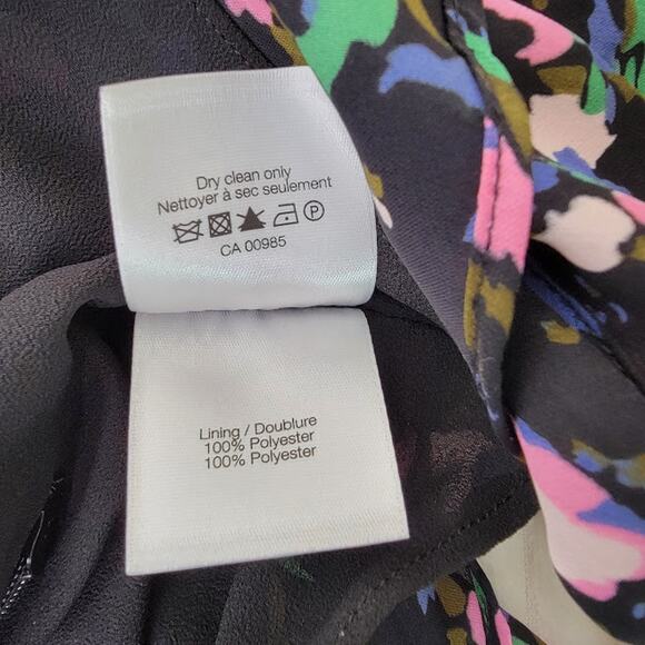 Veronica Beard Silk Floral Mini Dress XS Black Pink Ruched Luxury Designer Boho - Picture 6 of 12